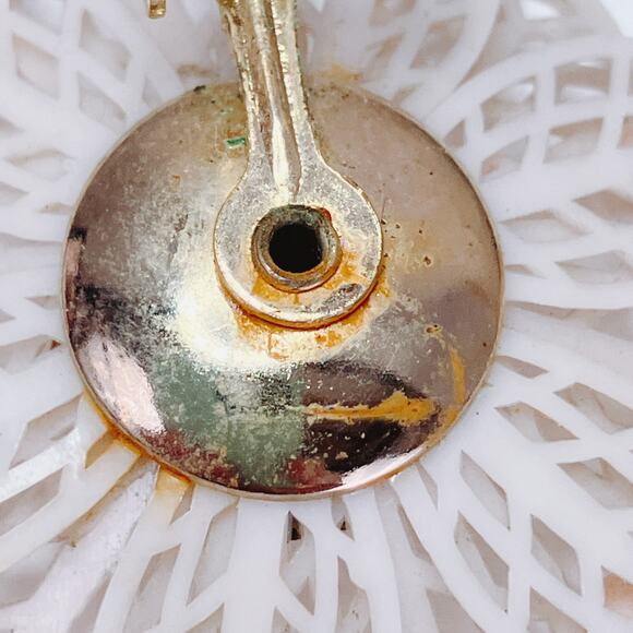 VTG Signed Coro 1950s Earrings Mid Century Thermoplastic Floral AB Rhinestones - Picture 8 of 13